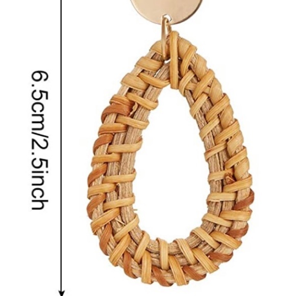 Boho Rattan Earrings - Picture 3 of 4